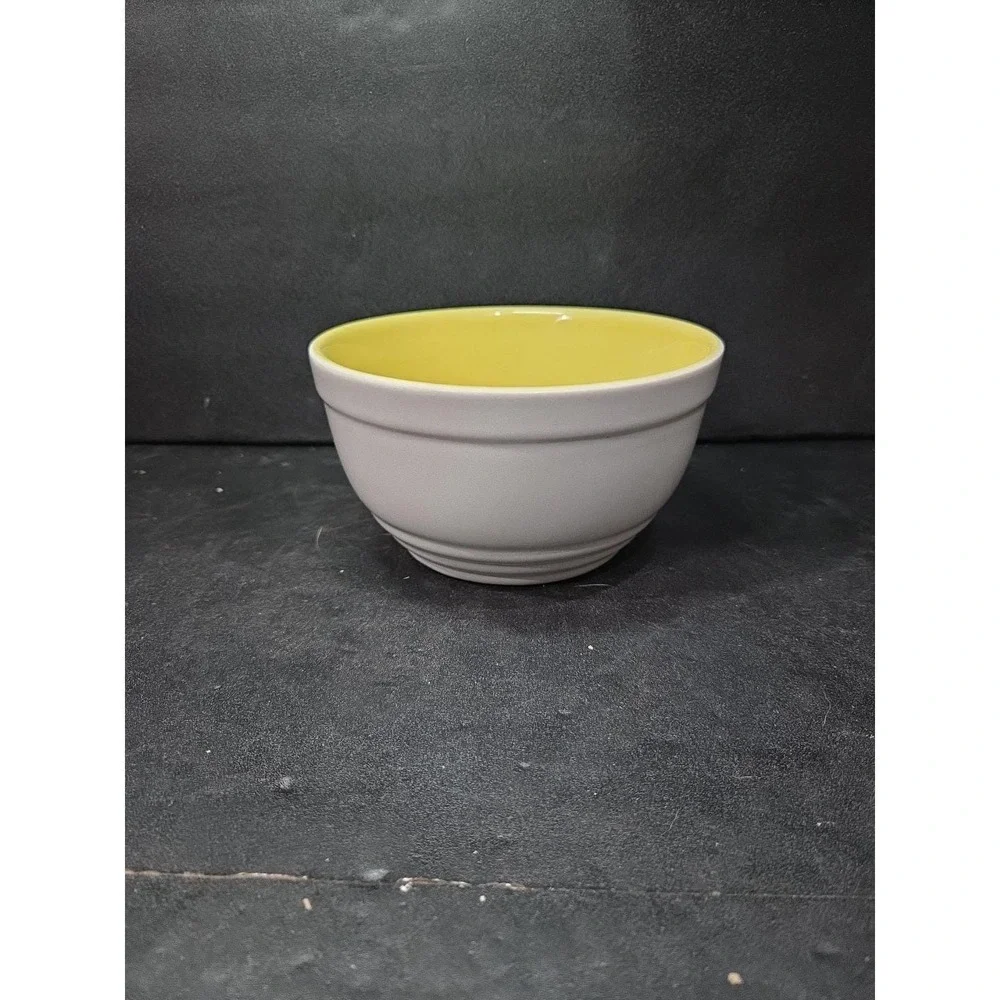 General Electric Refrigerator Bowl, Hall Ovenware Ceramic, Gray‎ & Yellow Decor